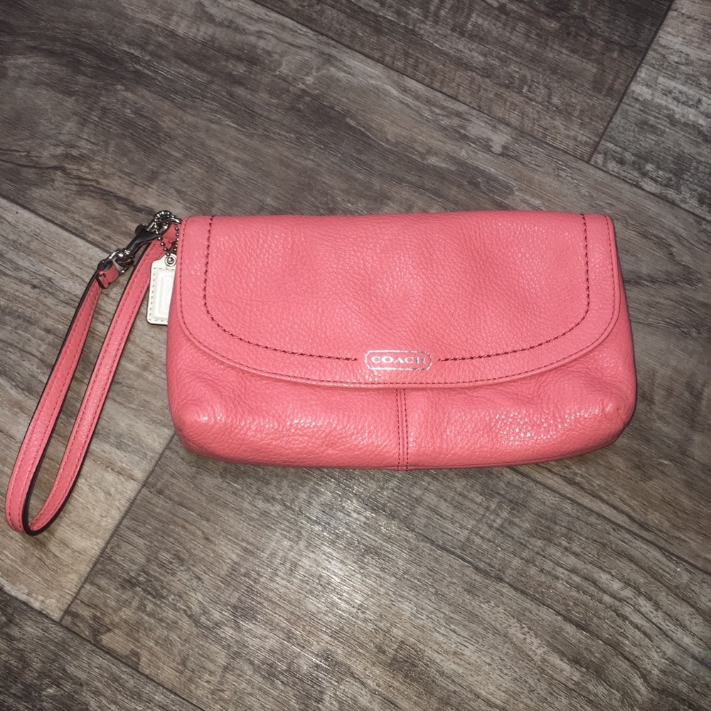 COACH Coral Leather Wristlet